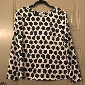 NWOT H&M Large Polka Dot Crew Neck Blouse